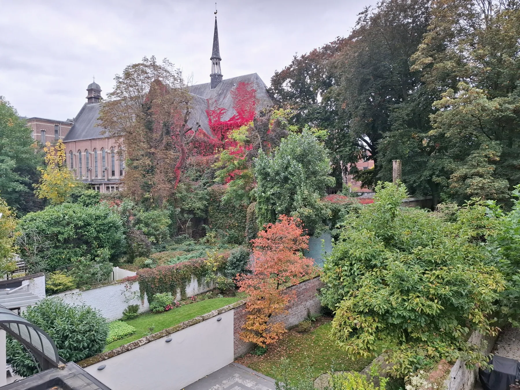 Oktober: rode wingerd op de kerk